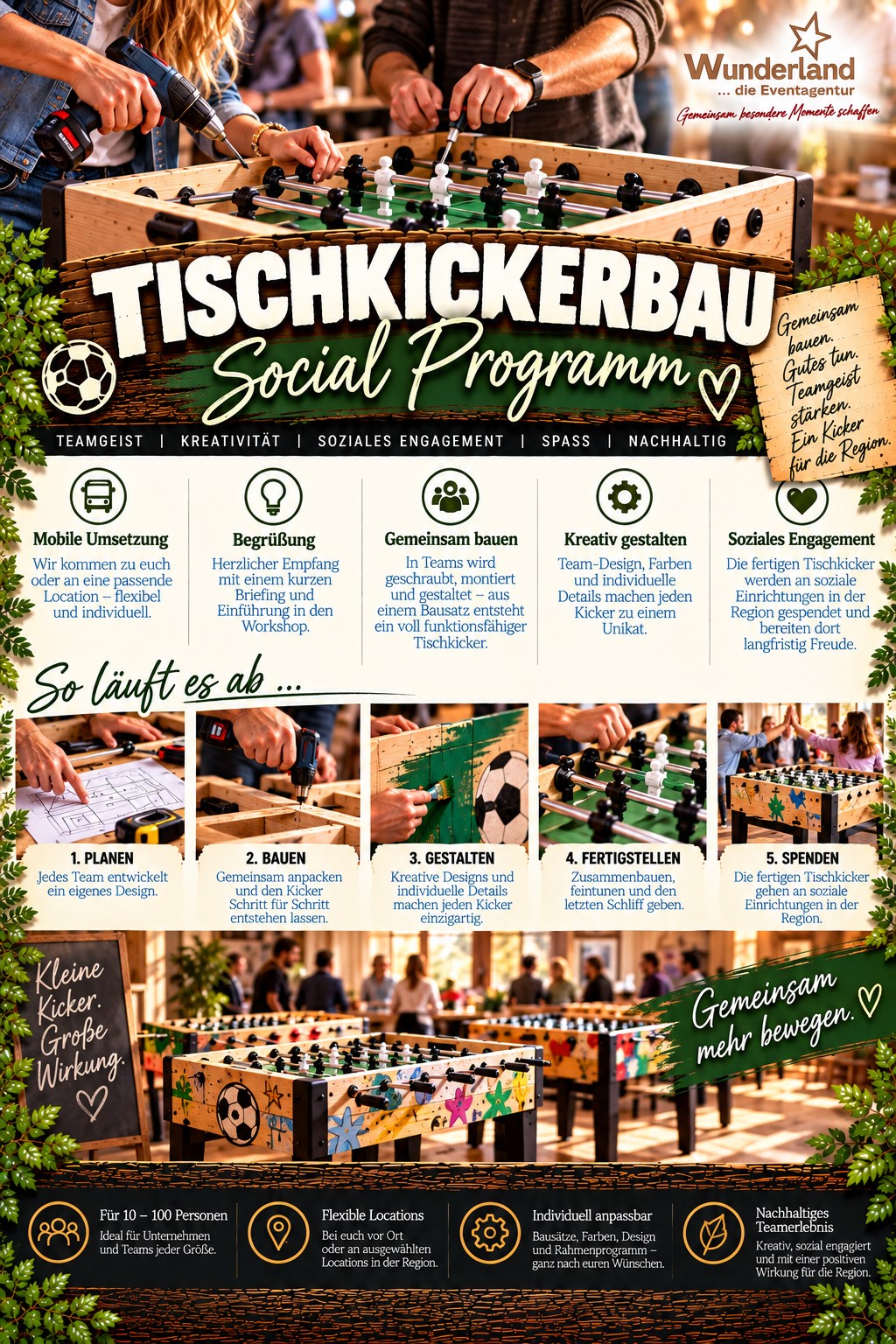WUNDERLAND Incentives & Teamevents - Social Projekt Kickertisch