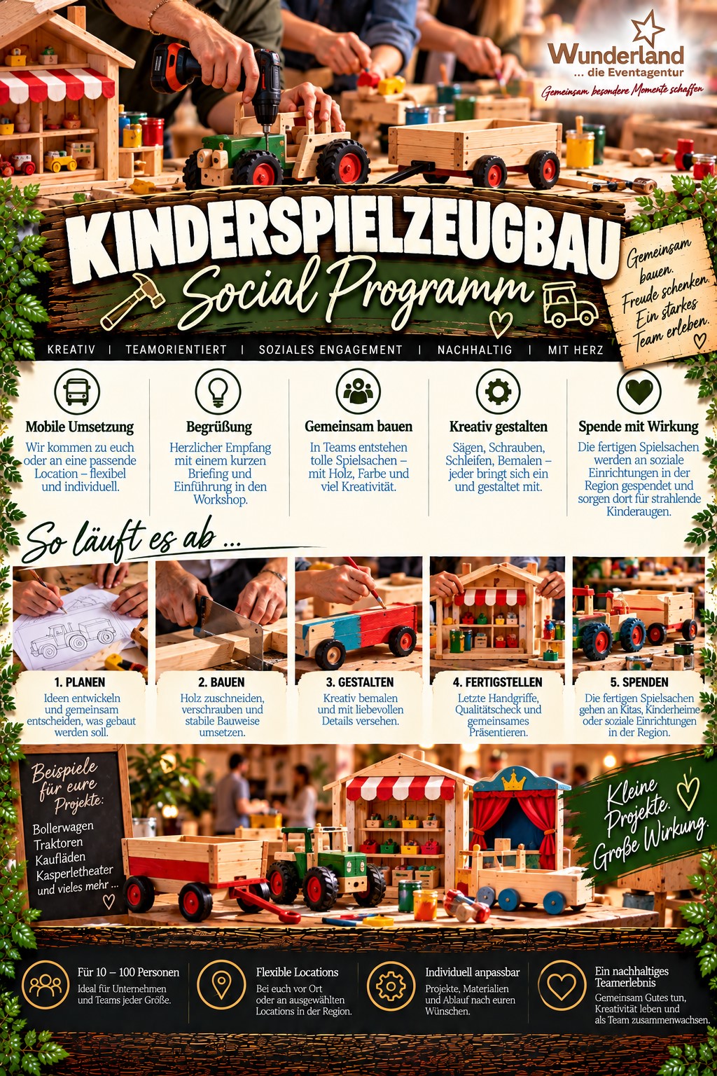 WUNDERLAND Incentives & Teamevents - Projekt Kinderspielzeug bauen