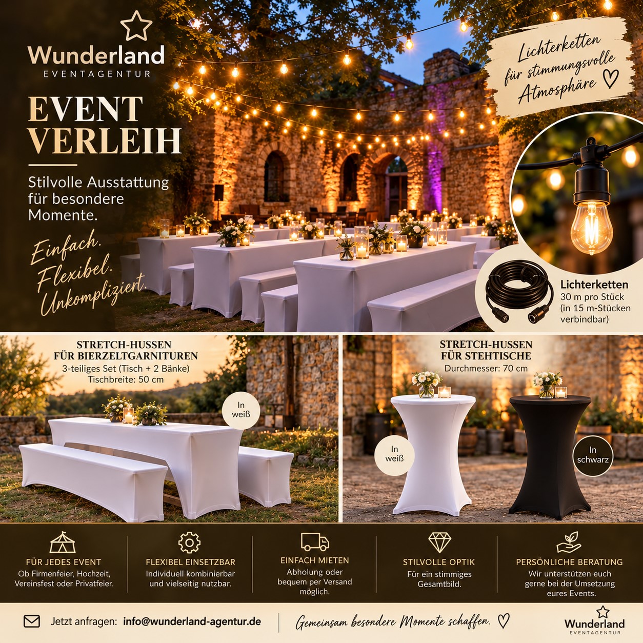 WUNDERLAND Eventverleih - Stehtisch-Strechhusse WUNDERLAND Eventverleih - Stehtisch-Strechhusse