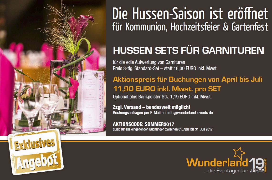 WUNDERLAND Eventverleih - Garnitur-Hussen im Angebot